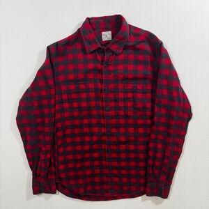 Vintage J.Crew Flannel Slim Fit Shirt Men's M Red Black Buffalo Plaid Cotton